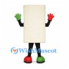 Rectangle Mascot Costume in Cream with Red and Green Hands
