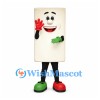 Rectangle Mascot Costume in Cream with Red and Green Hands