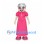 Grandmother Mascot Costume with Gray Hair and Pink Dress