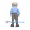 Grandfather Mascot Costume with Blue Shirt and Gray Trousers