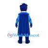 Superhero Mascot Costume with Blue Hair, Suit and Cape