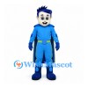 Superhero Mascot Costume with Blue Hair, Suit and Cape