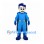 Superhero Mascot Costume with Blue Hair, Suit and Cape