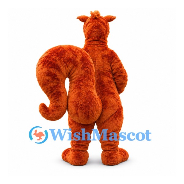 Squirrel Mascot Costume in Orange with Large Curled Tail