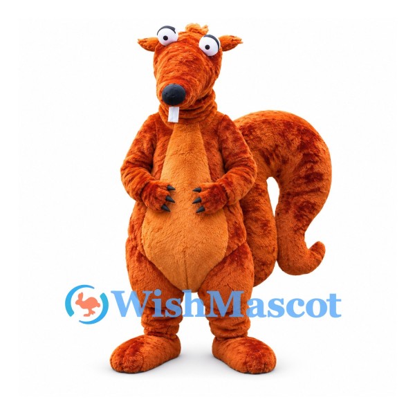 Squirrel Mascot Costume in Orange with Large Curled Tail