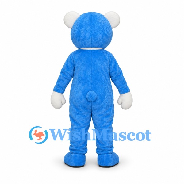 Bear Mascot Costume in Blue with White Bib and Paws