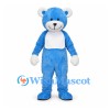 Bear Mascot Costume in Blue with White Bib and Paws