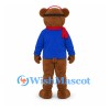 Bear Mascot Costume with Ski Goggles, Blue Sweater and Red Scarf