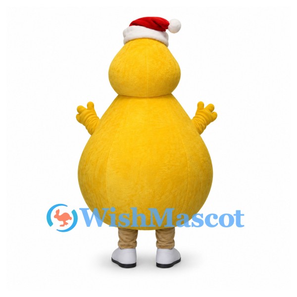 Yellow Monster Mascot Costume with Santa Hat