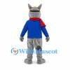 Wolf Mascot Costume with Yellow Goggles and Red Scarf