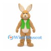 Rabbit Mascot Costume in Tan with Green Vest