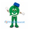 Speech Bubble Mascot Costume in Green with Blue Cap
