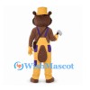 Beaver Mascot Costume with Yellow Hat and Overalls