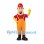 Worker Mascot Costume with Red Hard Hat and Orange Overalls