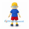 Boy Mascot Costume with Yellow Cap and Red Shorts