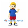Boy Mascot Costume with Yellow Cap and Red Shorts